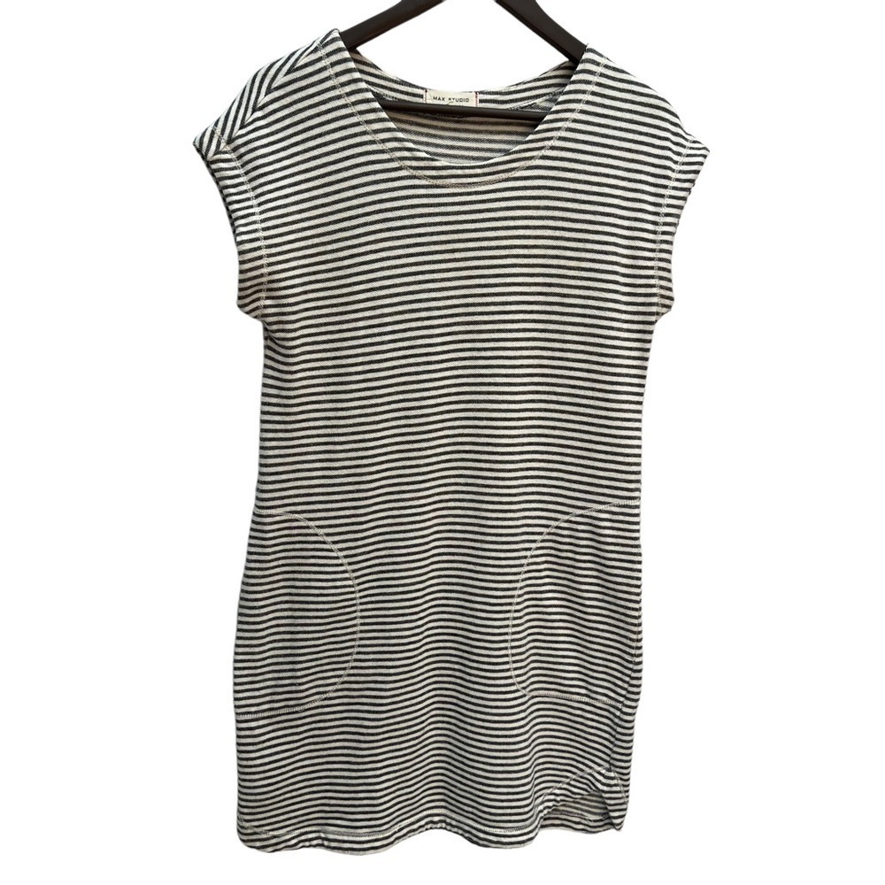MAX Studio Striped Short Sleeve T-Shirt Dress Size S - Picture 3 of 11